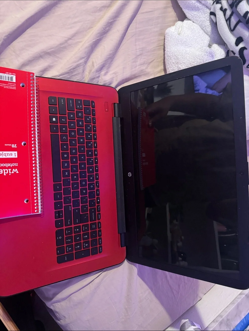 HP Red Textured Laptop with Black Logo